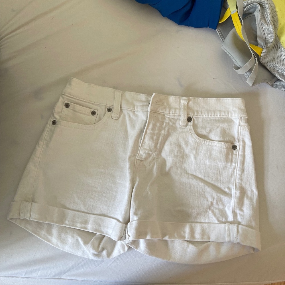 J Crew White Blue Jean Shorts